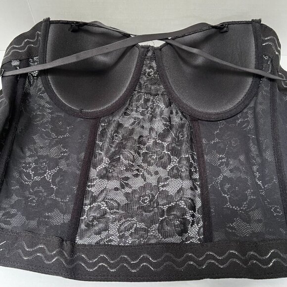Nicole Miller Black Lace Power Mesh‎ Bustier Removable Straps Hook & Eye Sz 36C - Picture 6 of 10